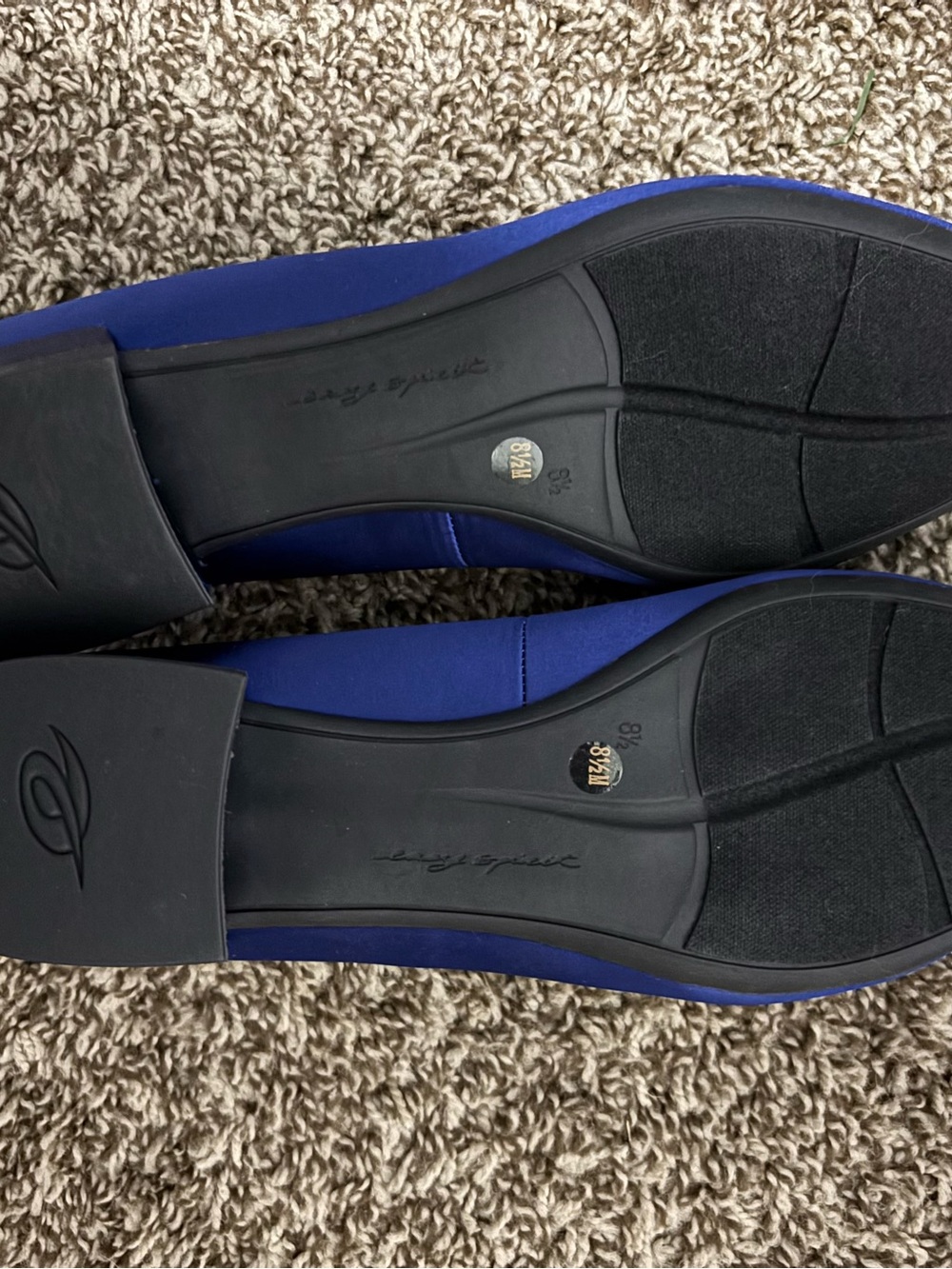 Women's Royal Blue Satin Pointed Toe Flats with Rhinestone Buckle - Picture 3 of 4